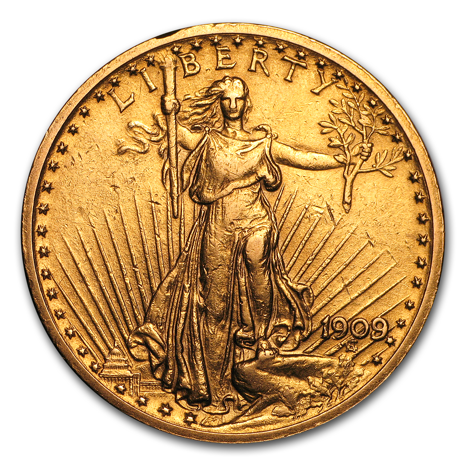 1909/8 $20 St Gaudens Gold Double Eagle AU