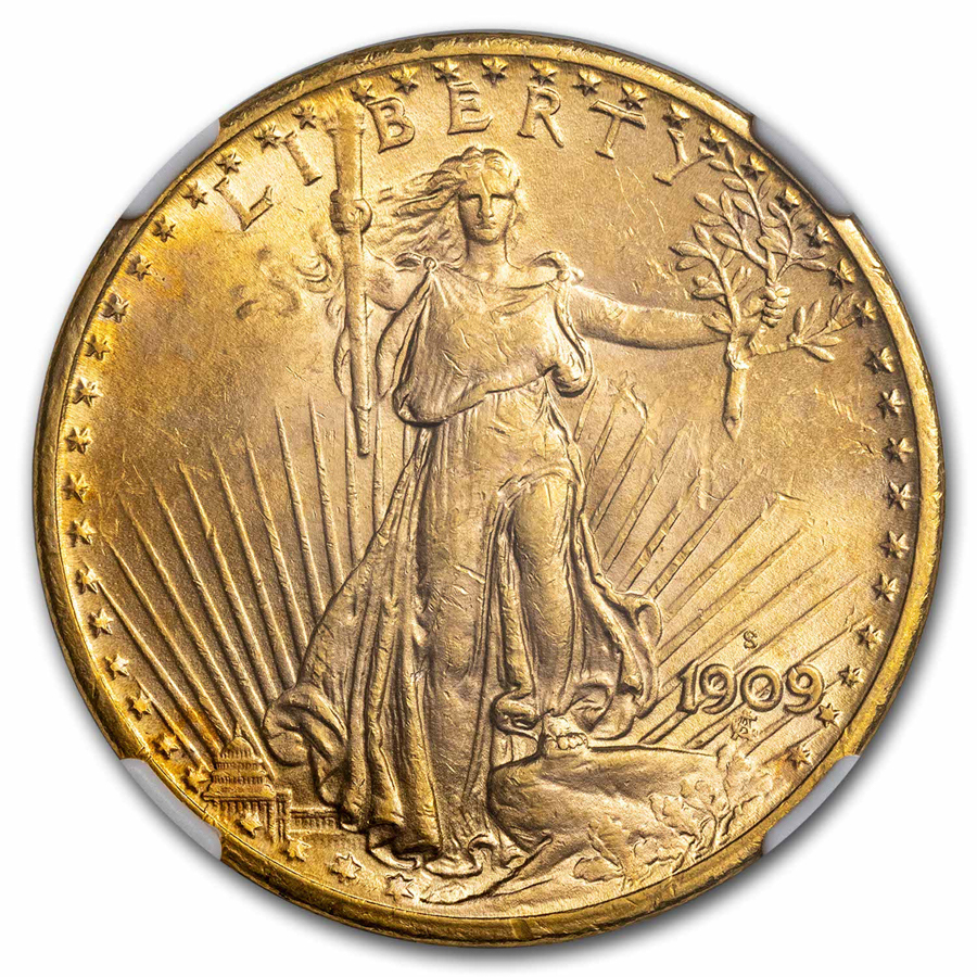 1909-S $20 St Gaudens Gold Double Eagle MS-62 NGC