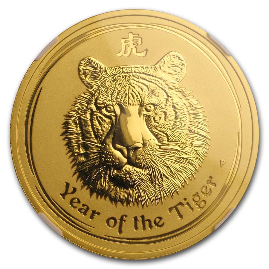 2010 2 oz Gold Lunar Year of the Tiger MS-69 NGC (Series II)