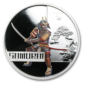 2010 Tuvalu 1 oz Silver Colorized Great Warriors: Samurai Proof