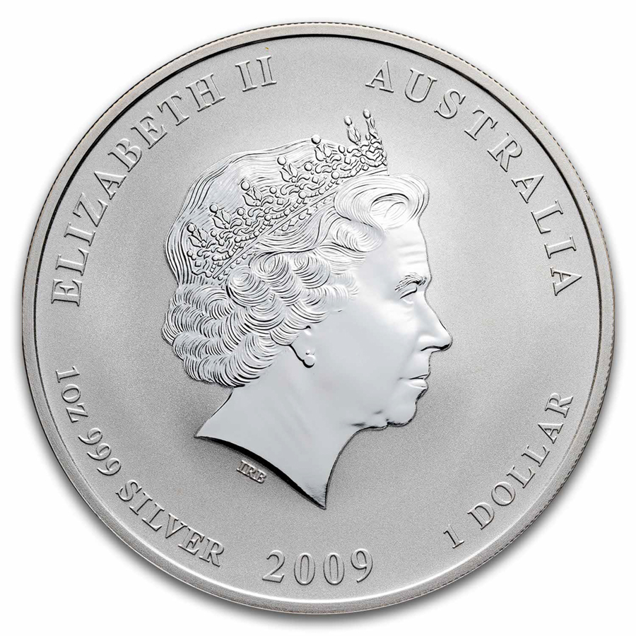 2009 Australia 1 oz Silver Ox BU (Series II, Gilded, In Capsule)