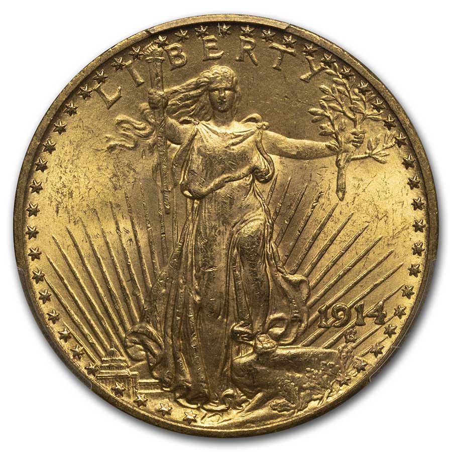 1914 $20 St Gaudens Gold Double Eagle MS-63 PCGS