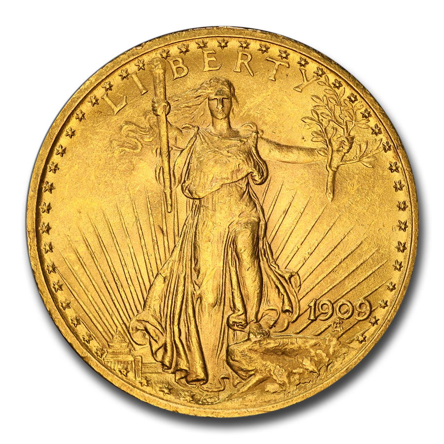 1909/8 $20 St Gaudens Gold Double Eagle MS-62 PCGS