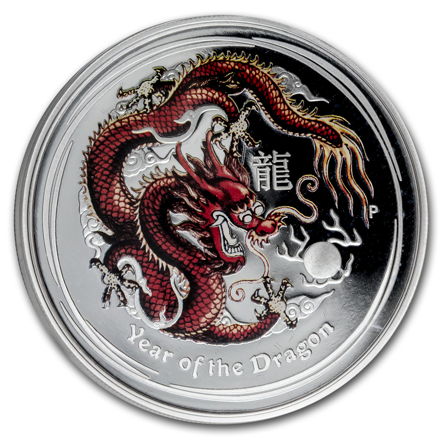2012 Australia 1 oz Silver Year of the Dragon Proof (Colorized)