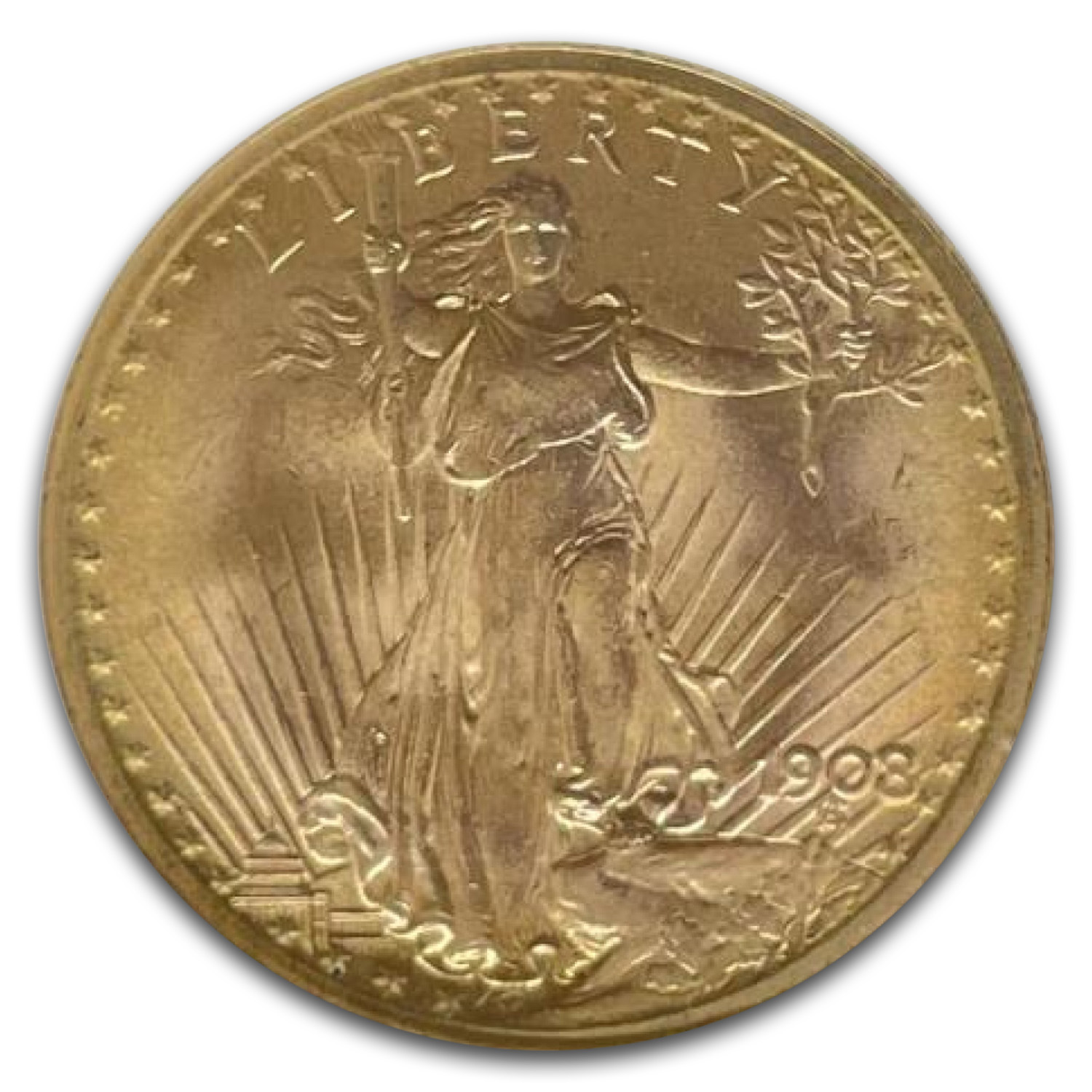 1908 $20 St Gaudens Gold No Motto MS-67 NGC (Wells Fargo)