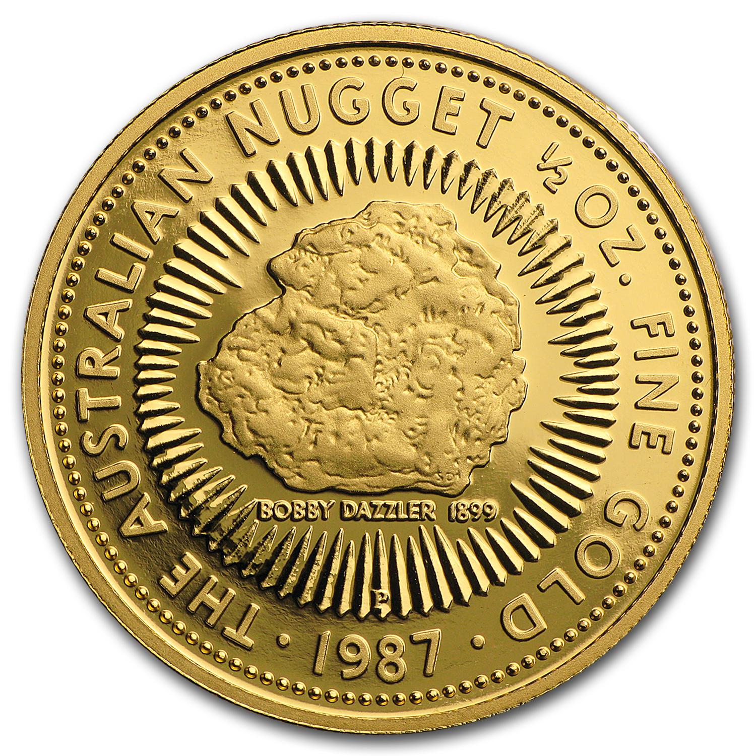 1987 Australia 1/2 oz Proof Gold Nugget