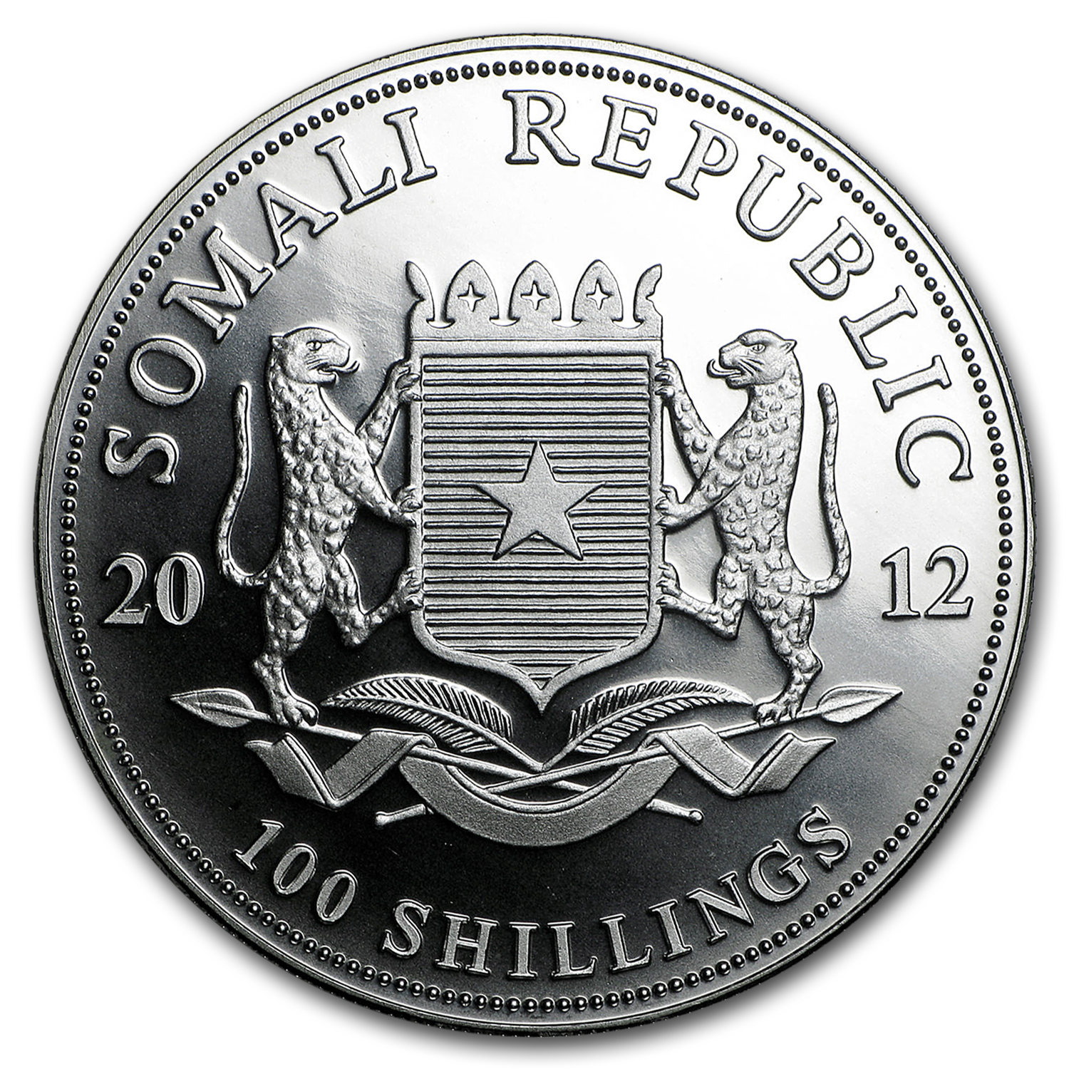 2012 Somalia 1 oz Silver African Elephant (Dragon Privy)