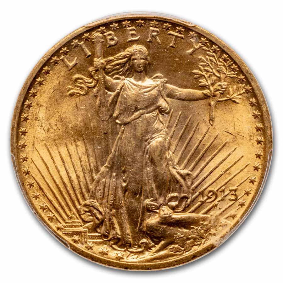 1913 $20 St Gaudens Gold Double Eagle MS-64 PCGS