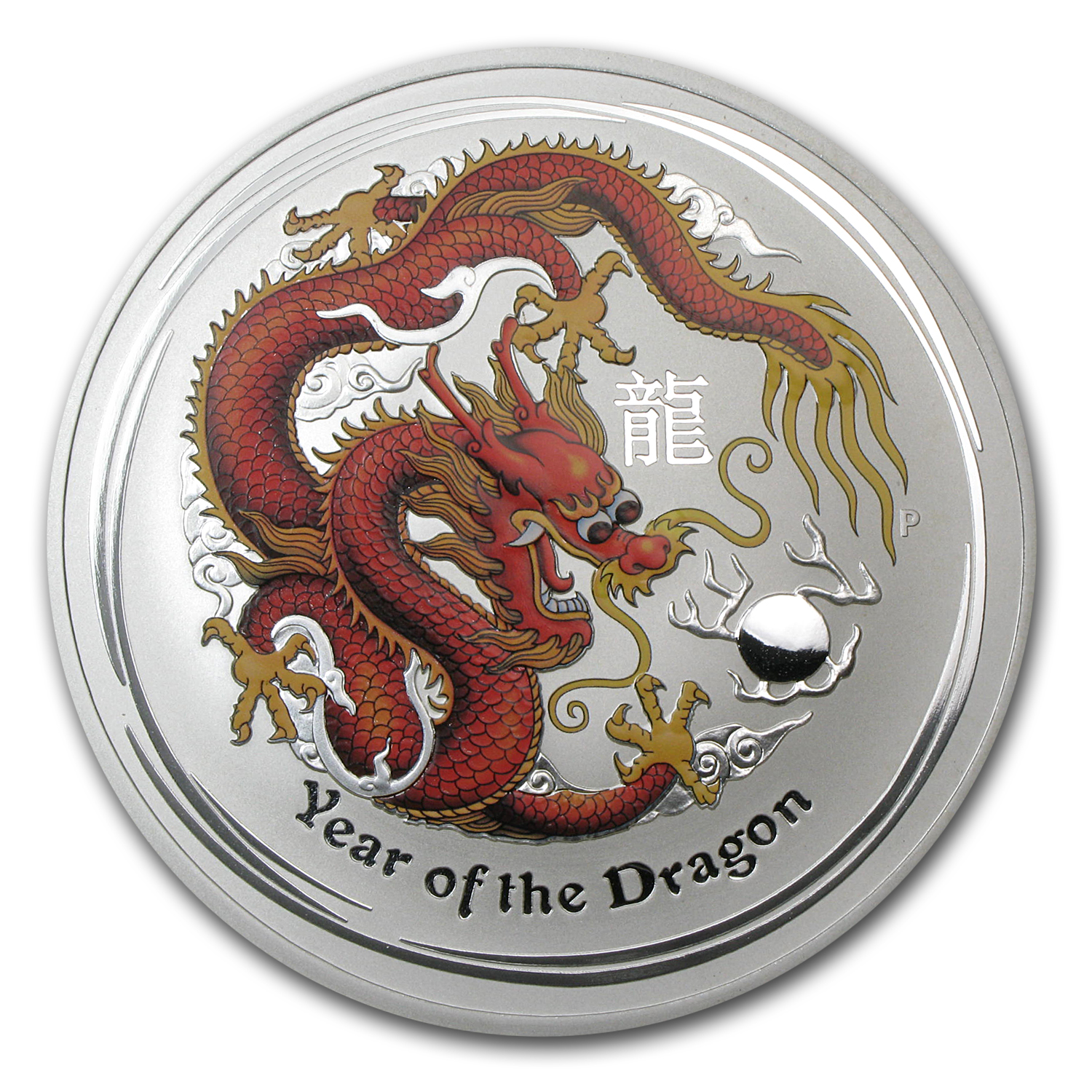 2012 Australia 10 oz Silver Year of the Dragon BU (Colorized)