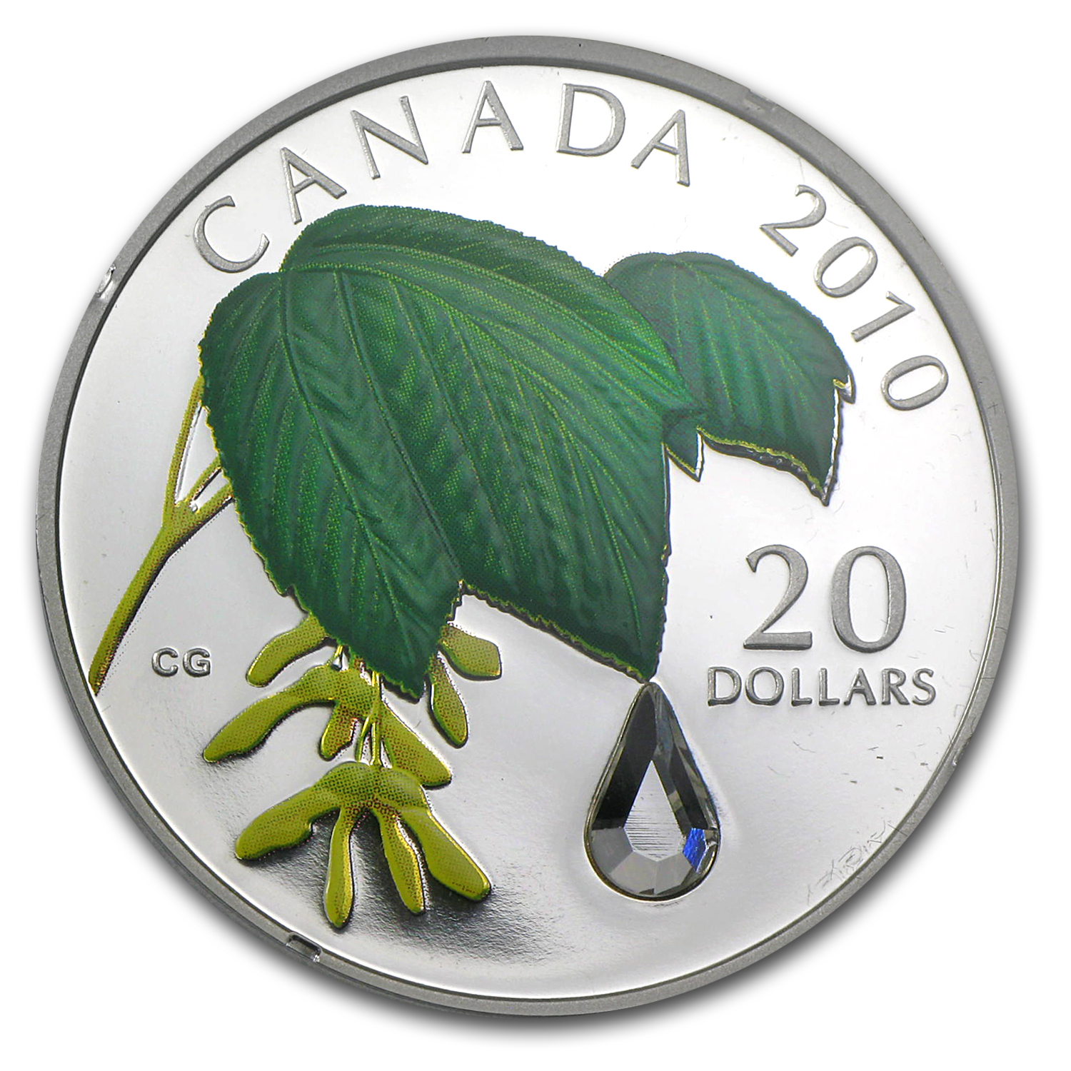 2010 Canada 1 oz Silver Maple Leaf Crystal Raindrop (w/Box & COA)