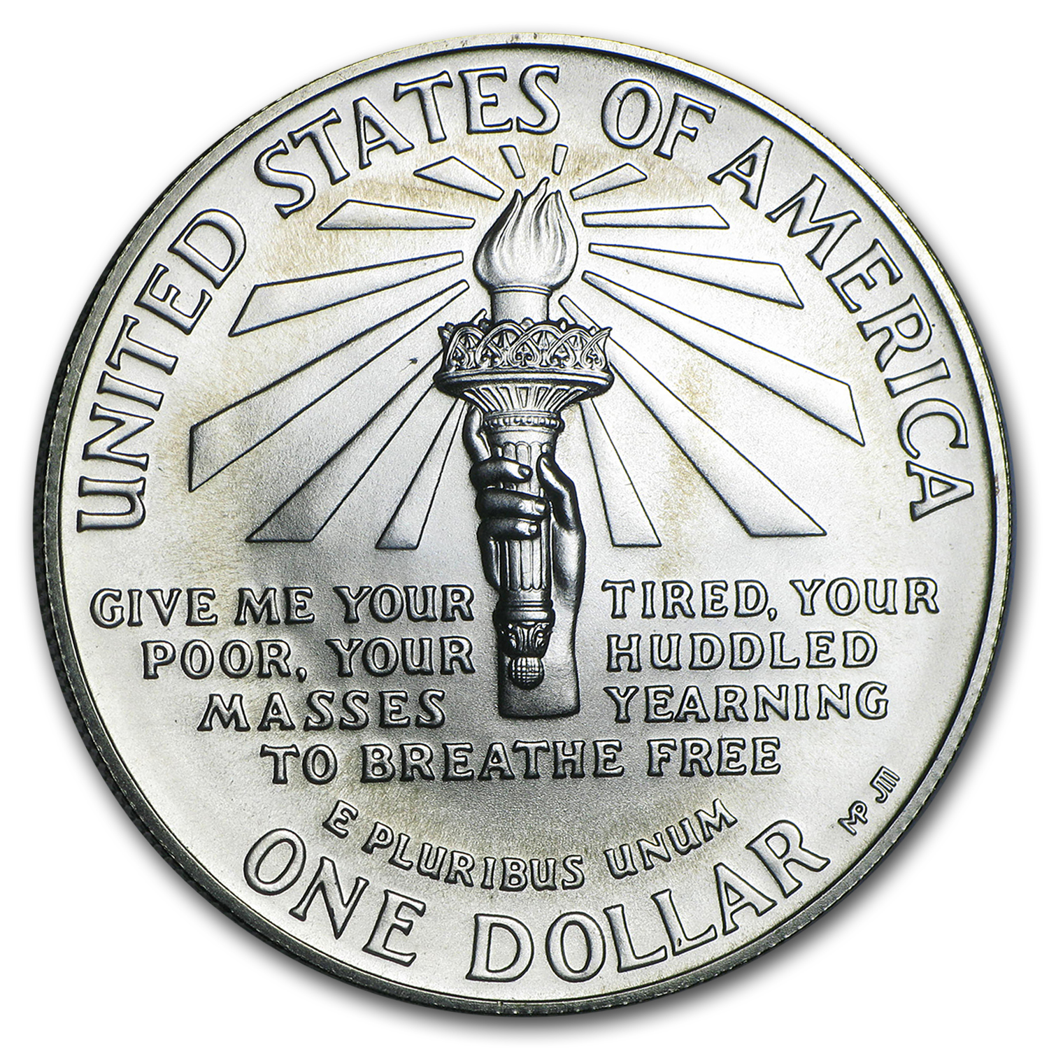 1986-P Statue of Liberty $1 Silver Commem BU (w/Box & COA)