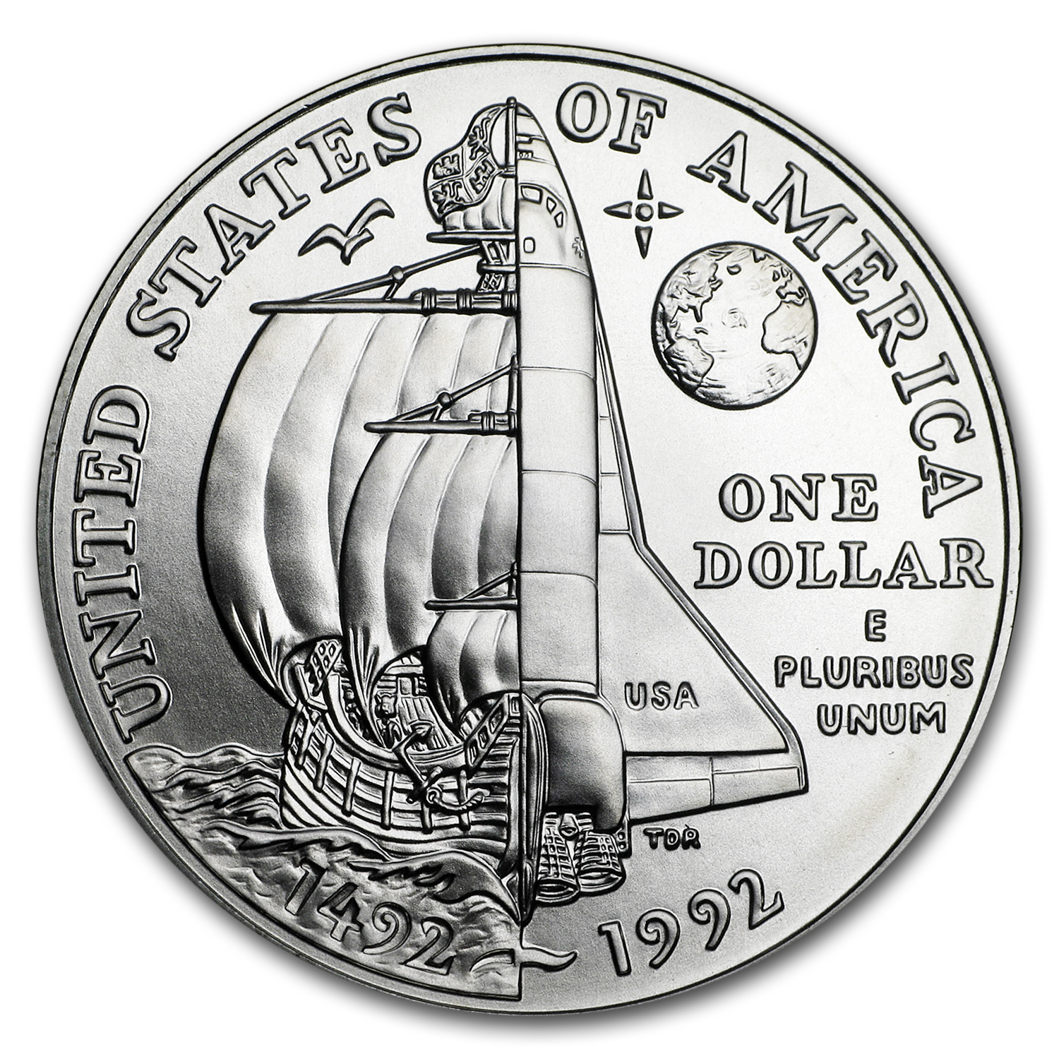 1992-D Columbus Quincentenary $1 Silver Commem BU (w/Box & COA)