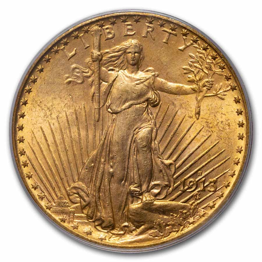 1913-S $20 St Gaudens Gold Double Eagle MS-64 PCGS