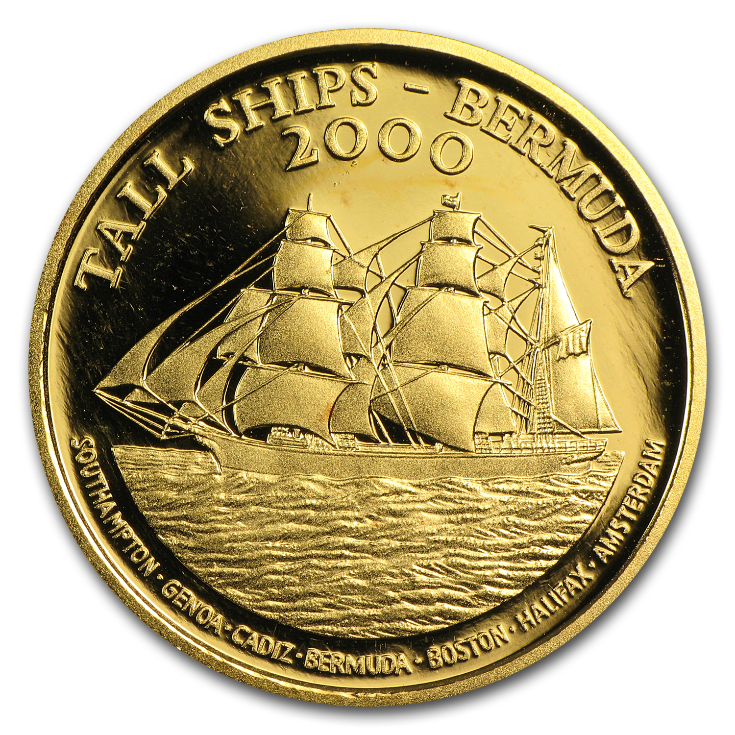 2000 Bermuda Proof Gold $15 Tall Ships Races