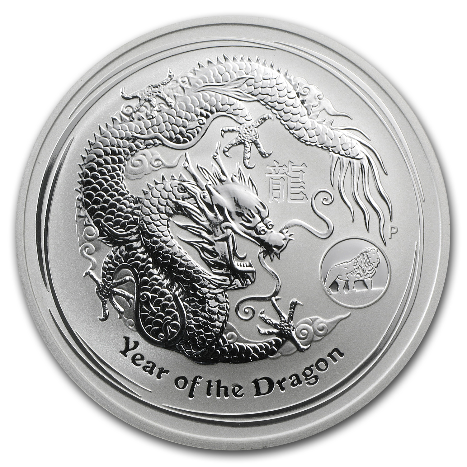 2012 Australia 1 oz Silver Year of the Dragon BU (Lion Privy)