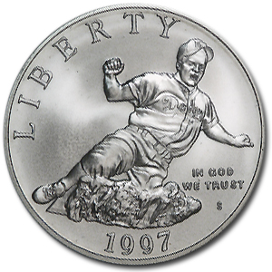 1997-S Jackie Robinson $1 Silver Commem BU (w/Box & COA)