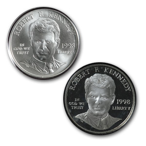 1998-S 2-Coin Silver Dollar Kennedy BU & Proof Set (w/Box & COA)