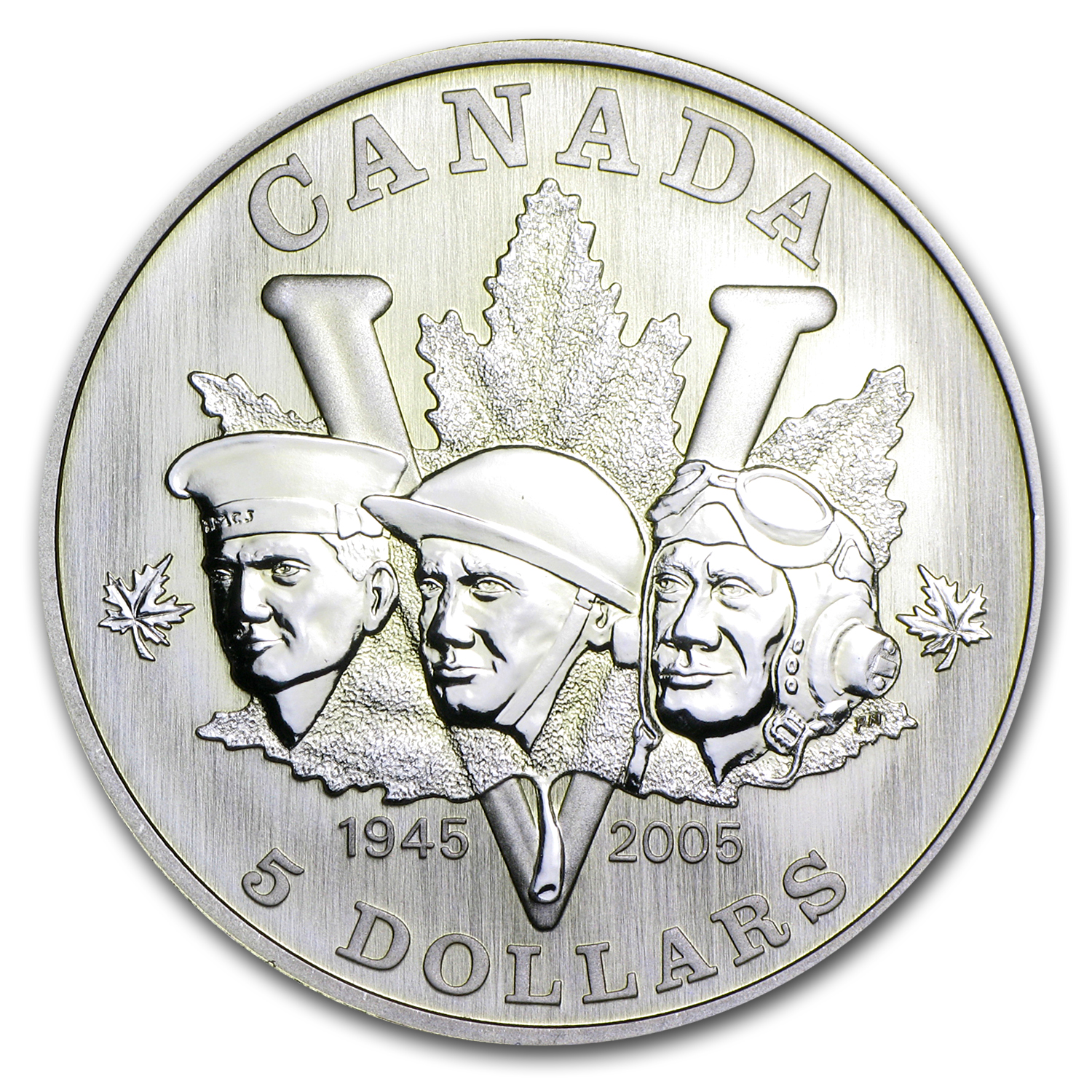 2005 Canada 1 oz Silver $5 Maple Leaf 60th Anniv End of WWII