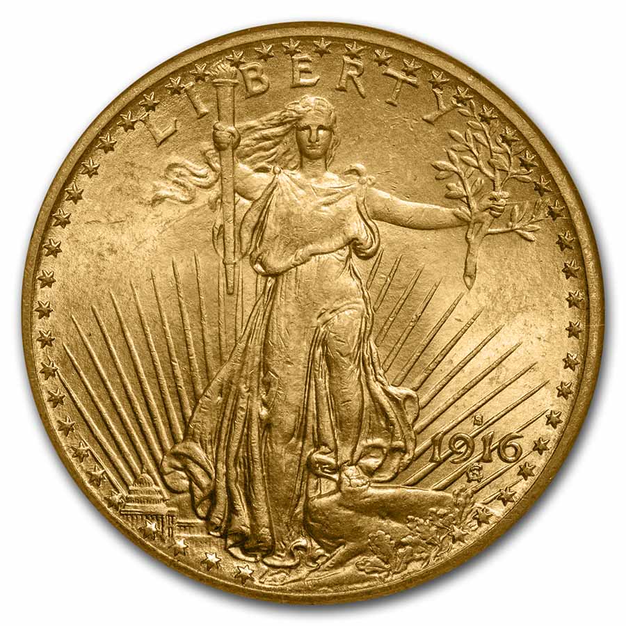 1916-S $20 St Gaudens Gold Double Eagle MS-64 NGC