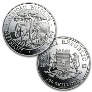 2013 Somalia 4-Coin Silver African Elephant Proof Set