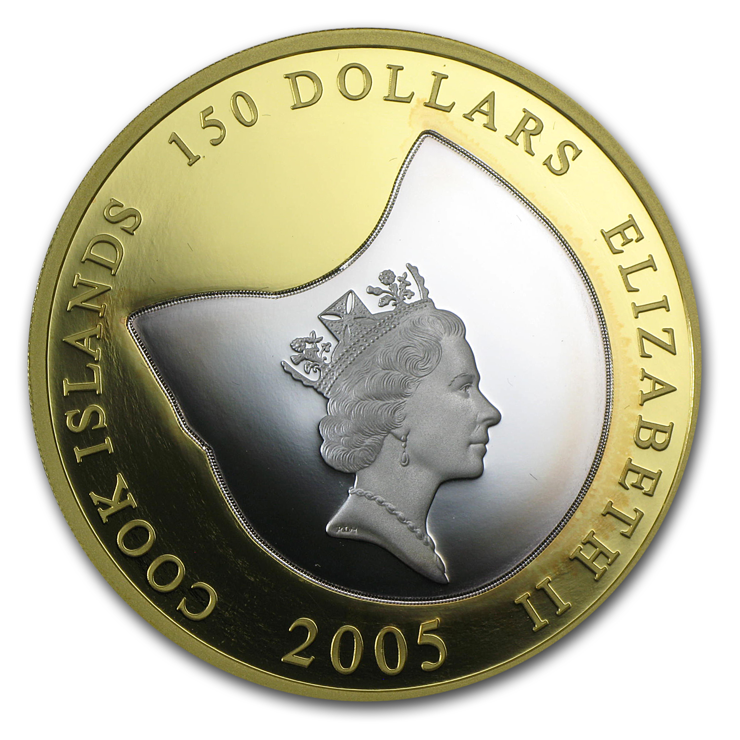2005 Cook Islands Gold/Silver $150 Great White Shark Proof