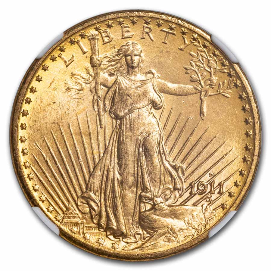 1911-D $20 St Gaudens Gold Double Eagle MS-65 NGC