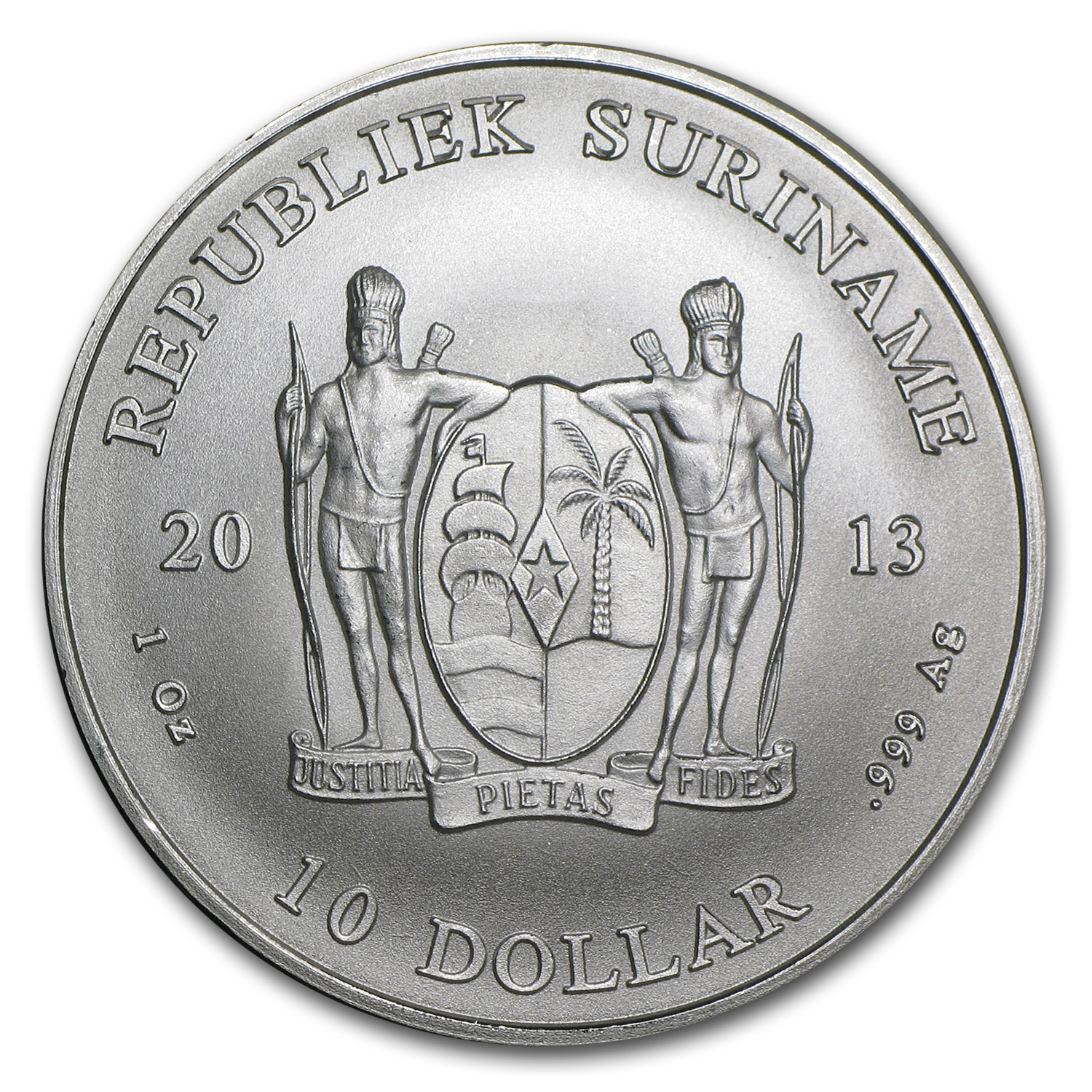 2013 Suriname 1 oz Silver $10 BU