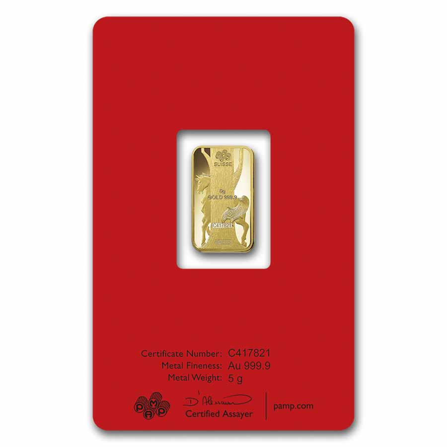2014 5 gram Gold Bar - PAMP Suisse Year of the Horse (In Assay)