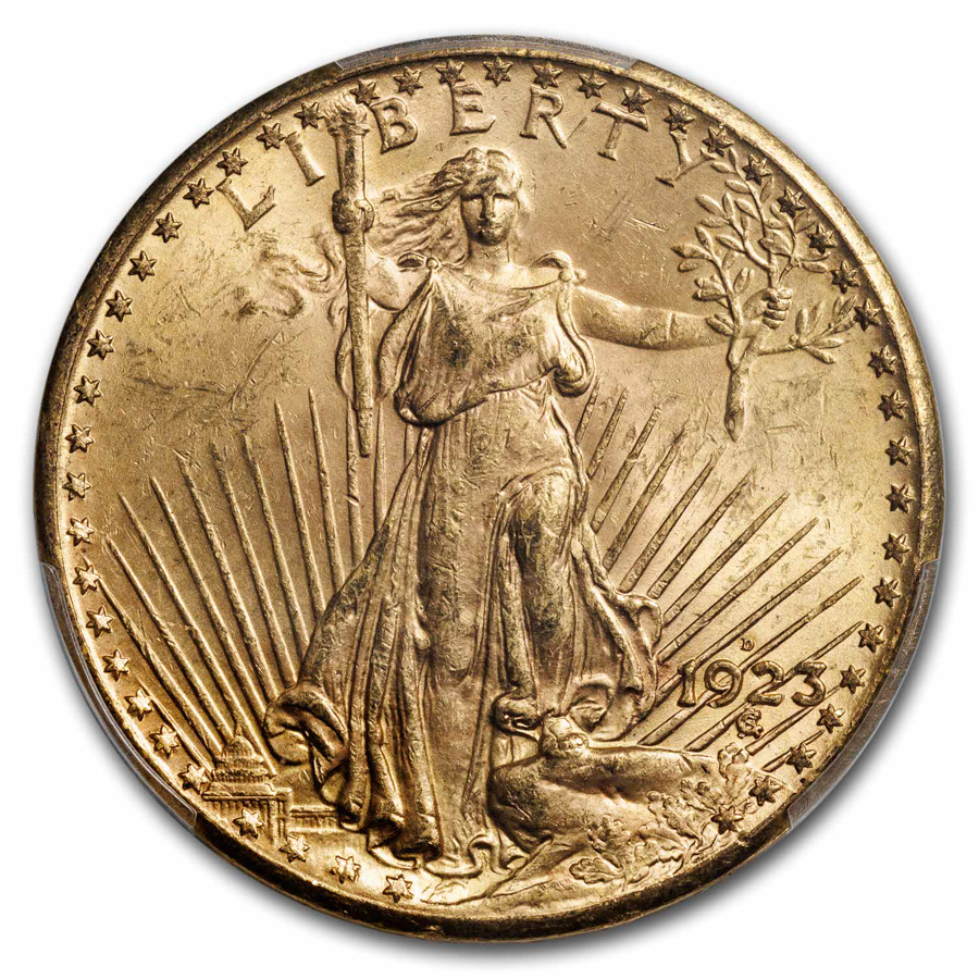 1923-D $20 St Gaudens Gold Double Eagle MS-63 PCGS