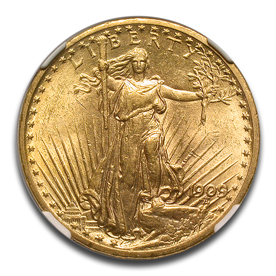 1909/8 $20 St Gaudens Gold Double Eagle Overdate MS-62 NGC