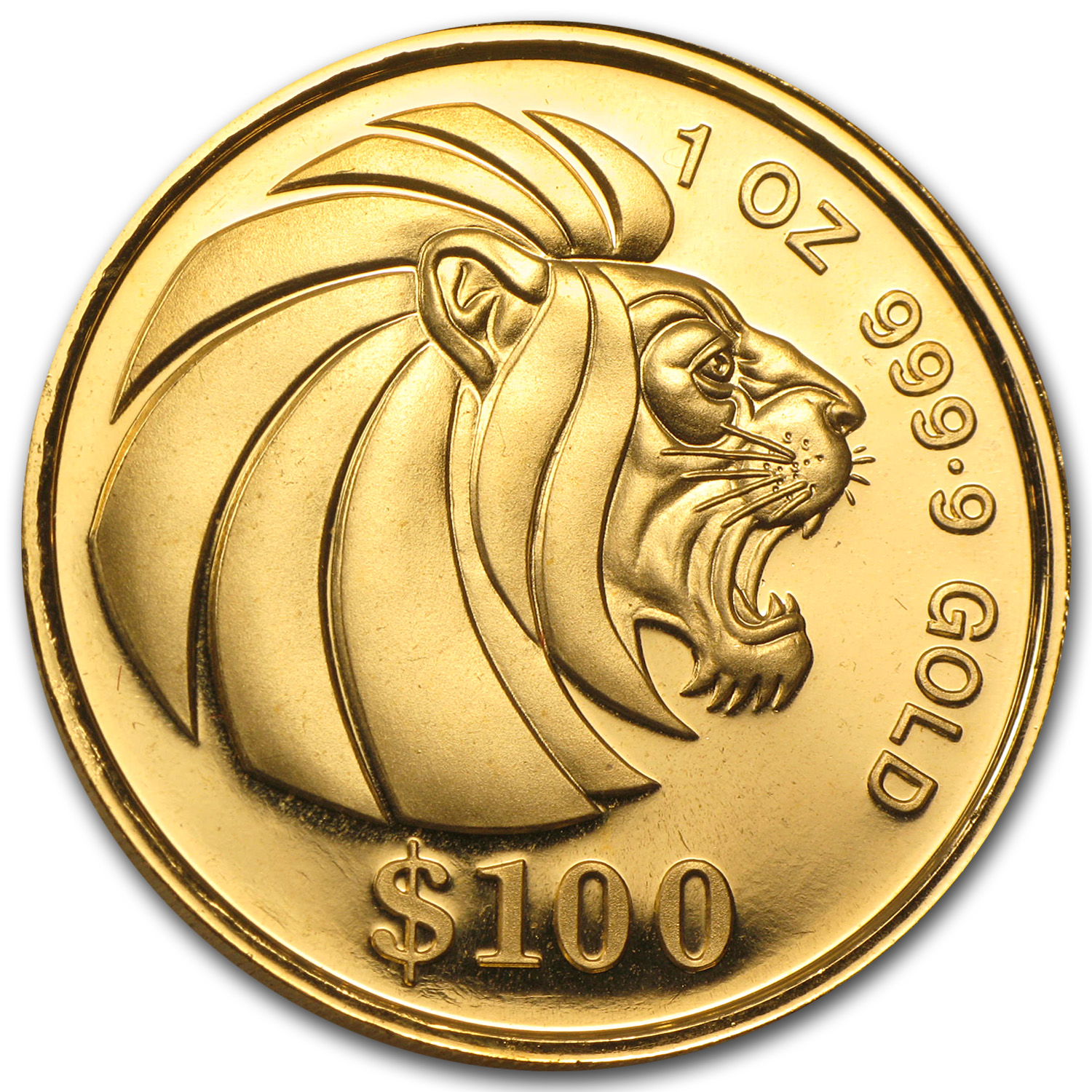 1990-1999 Singapore 1 oz Proof Gold Lion