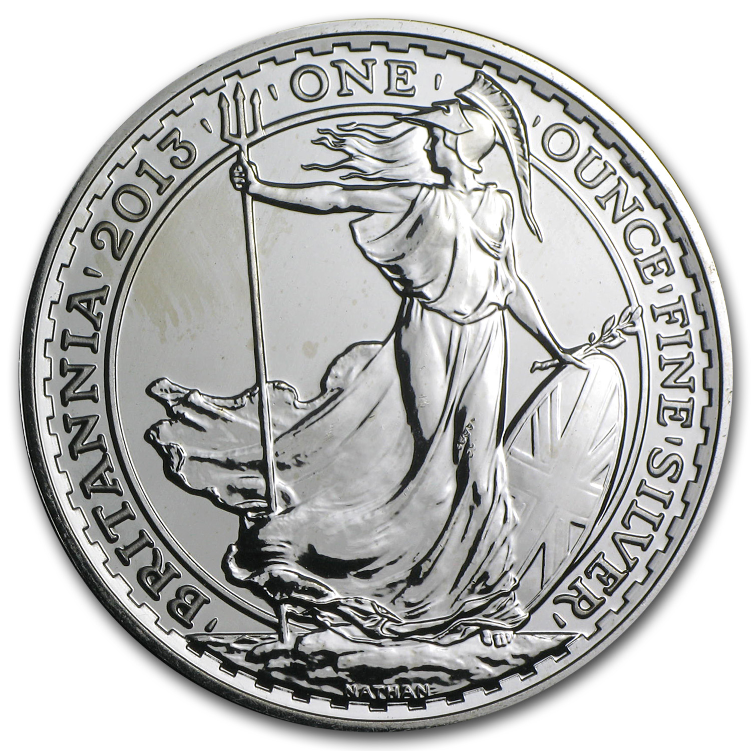 2013 Great Britain 1 oz Silver Britannia BU (Abrasions)