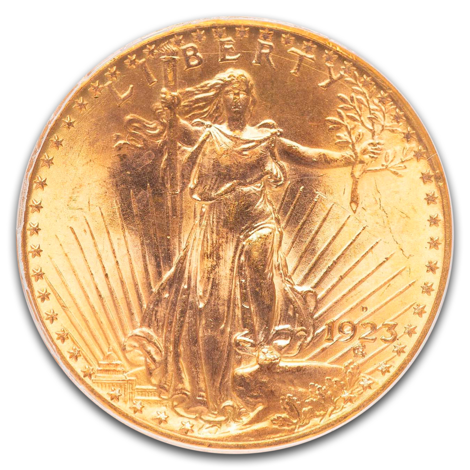1923-D $20 St Gaudens Gold Double Eagle MS-64 PCGS (CAC)