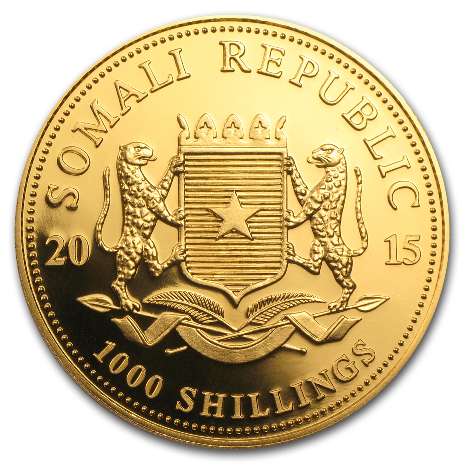 2015 Somalia 1 oz Gold African Elephant BU