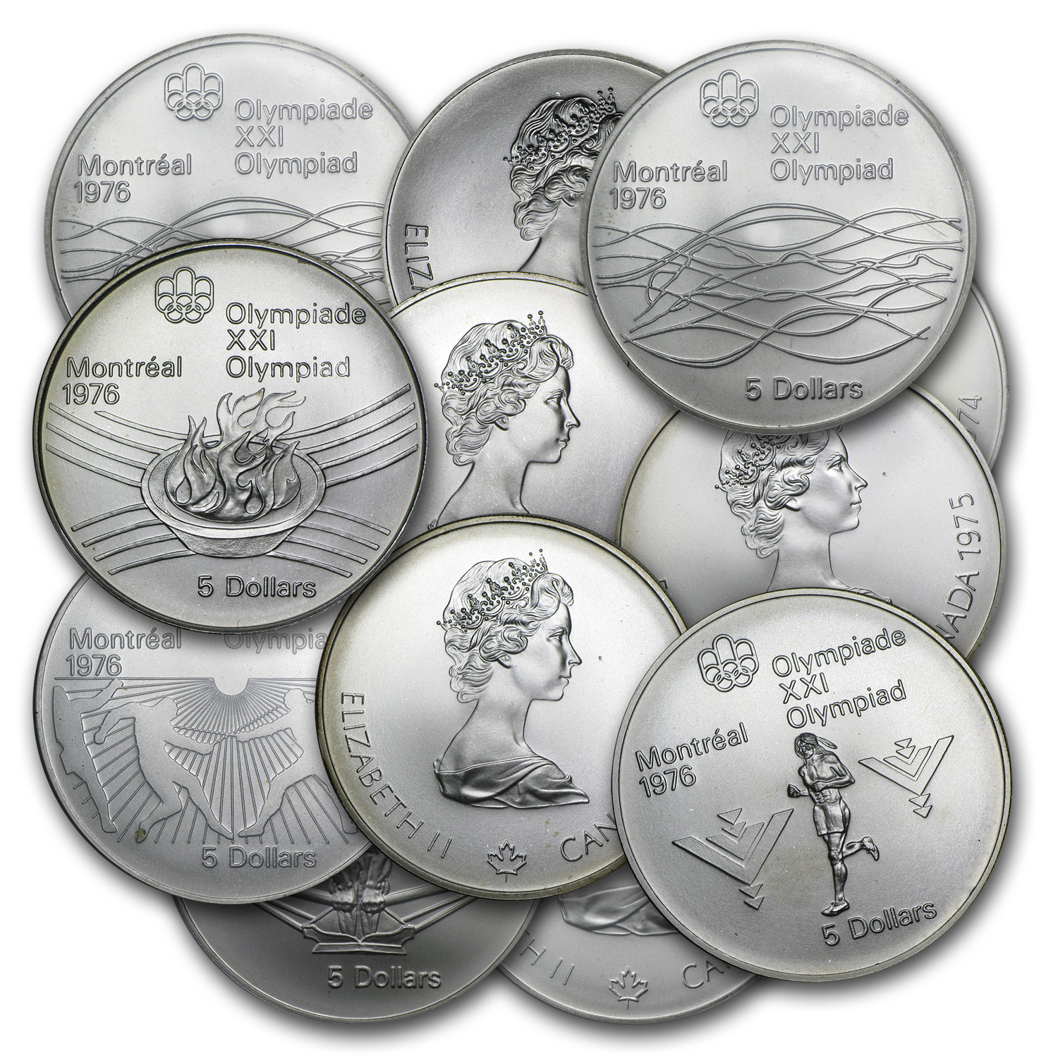 1973-1976 Canada Silver $5 Olympics BU/Proof (ASW .7227 oz)