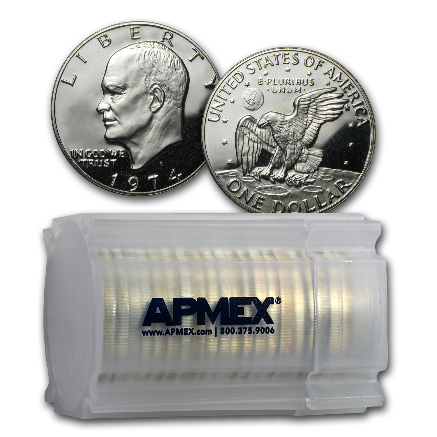1974-S 40% Silver Eisenhower Dollar 20-Coin Roll Proof