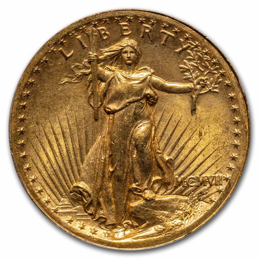 1907 $20 St Gaudens Gold High Relief Wire Edge MS-64 PCGS