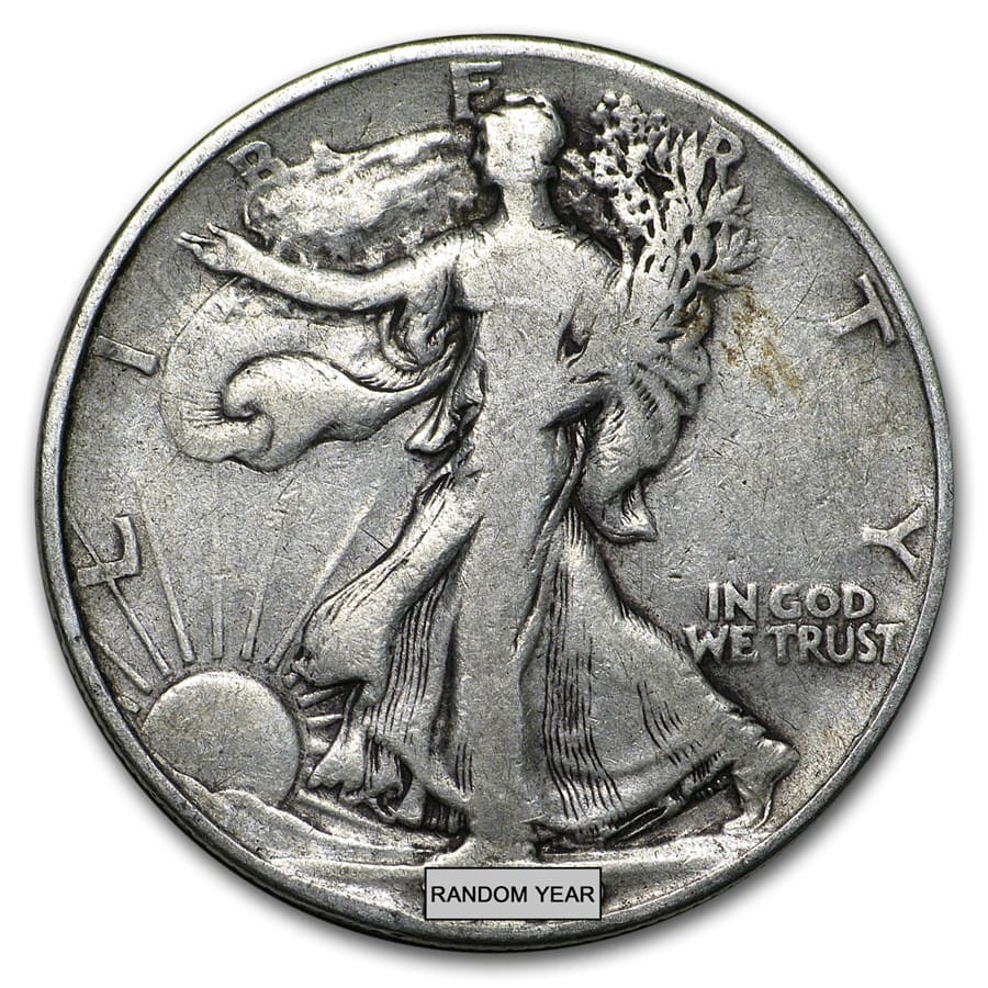 90% Silver Walking Liberty Half Dollars $50 Face Value Bag