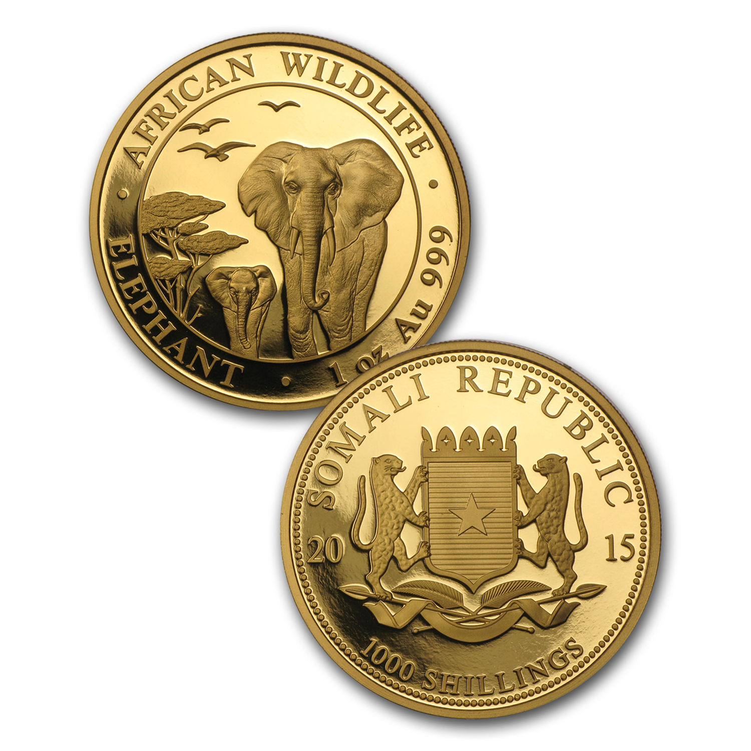 2015 Somalia 4-Coin Gold African Elephant Prestige Proof Set