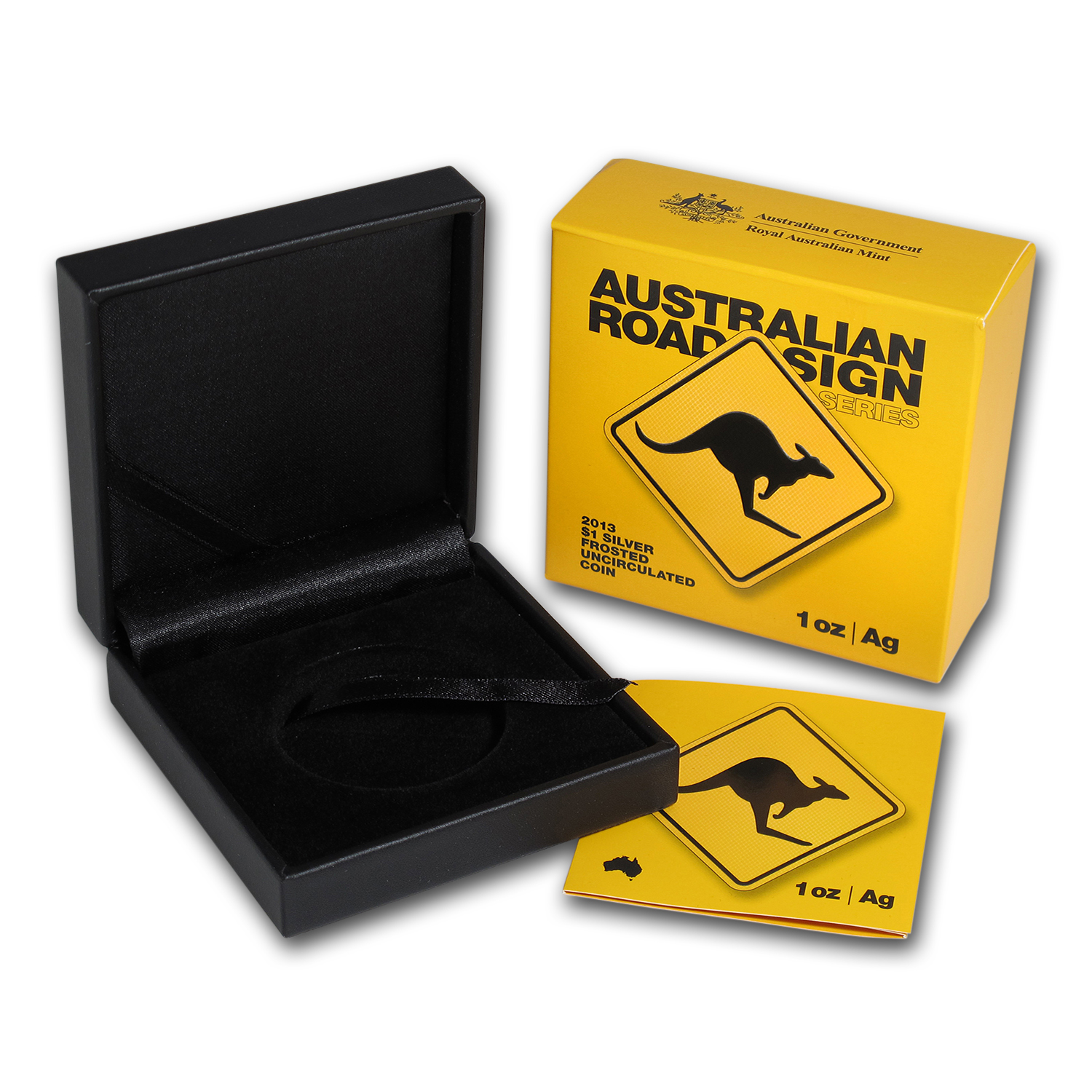 OGP Box & COA - 2013 RAM Road Signs Kangaroo Silver 1 oz Coin