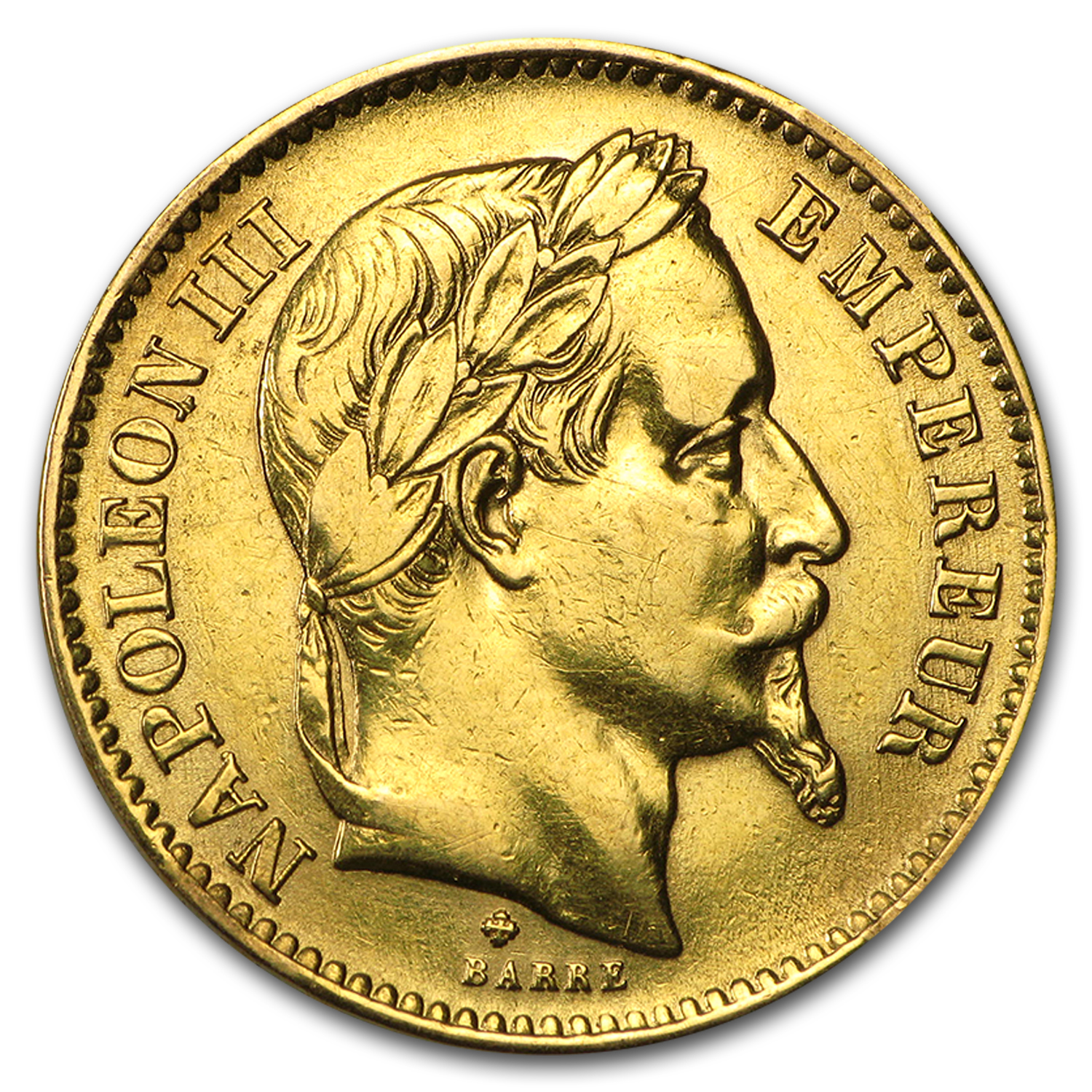 1861-70 France Au 20 Fr Napoleon III Laureate Avg Circ (Scruffy)
