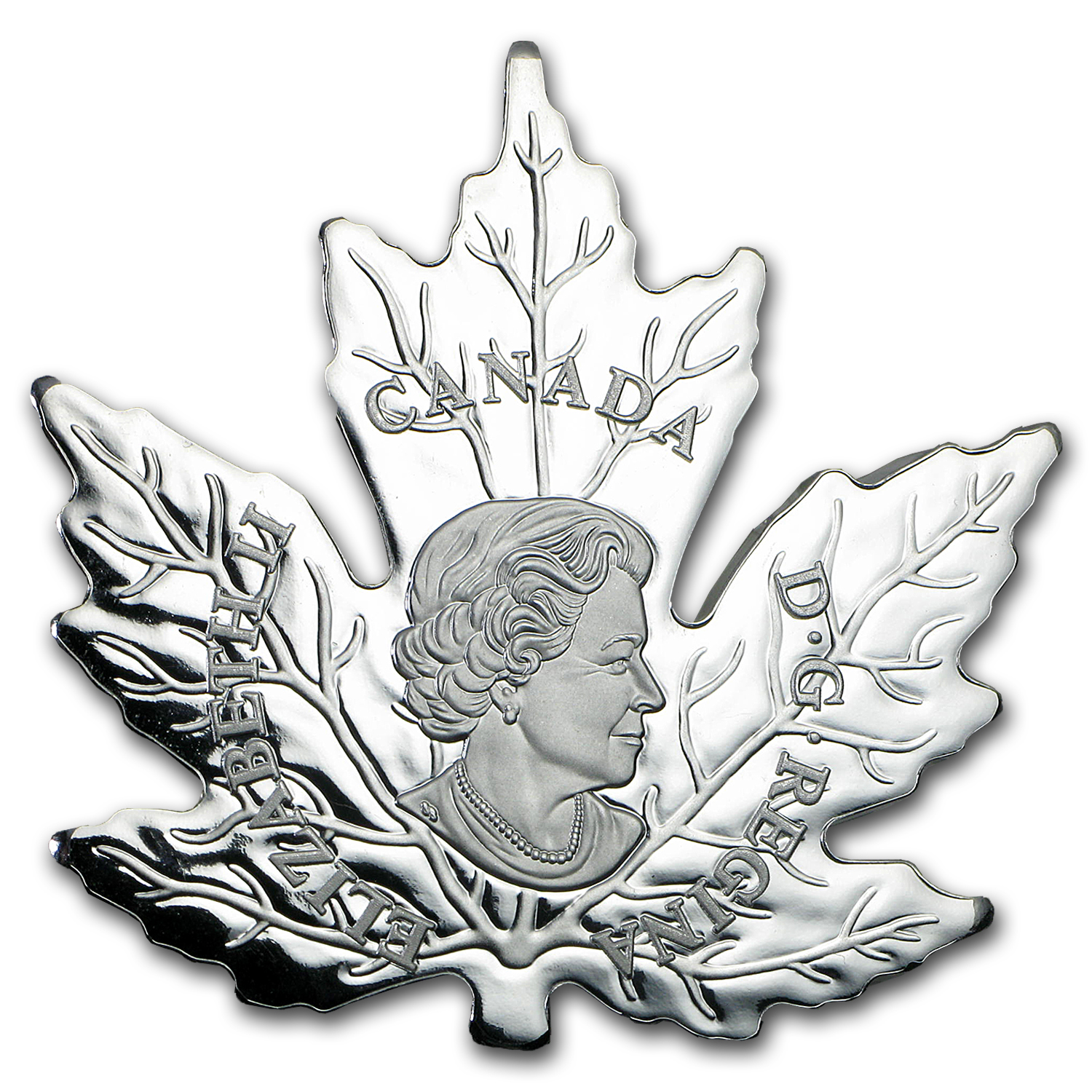 2015 Canada 1 oz Silver $20 Proof Maple Leaf Shaped Coin