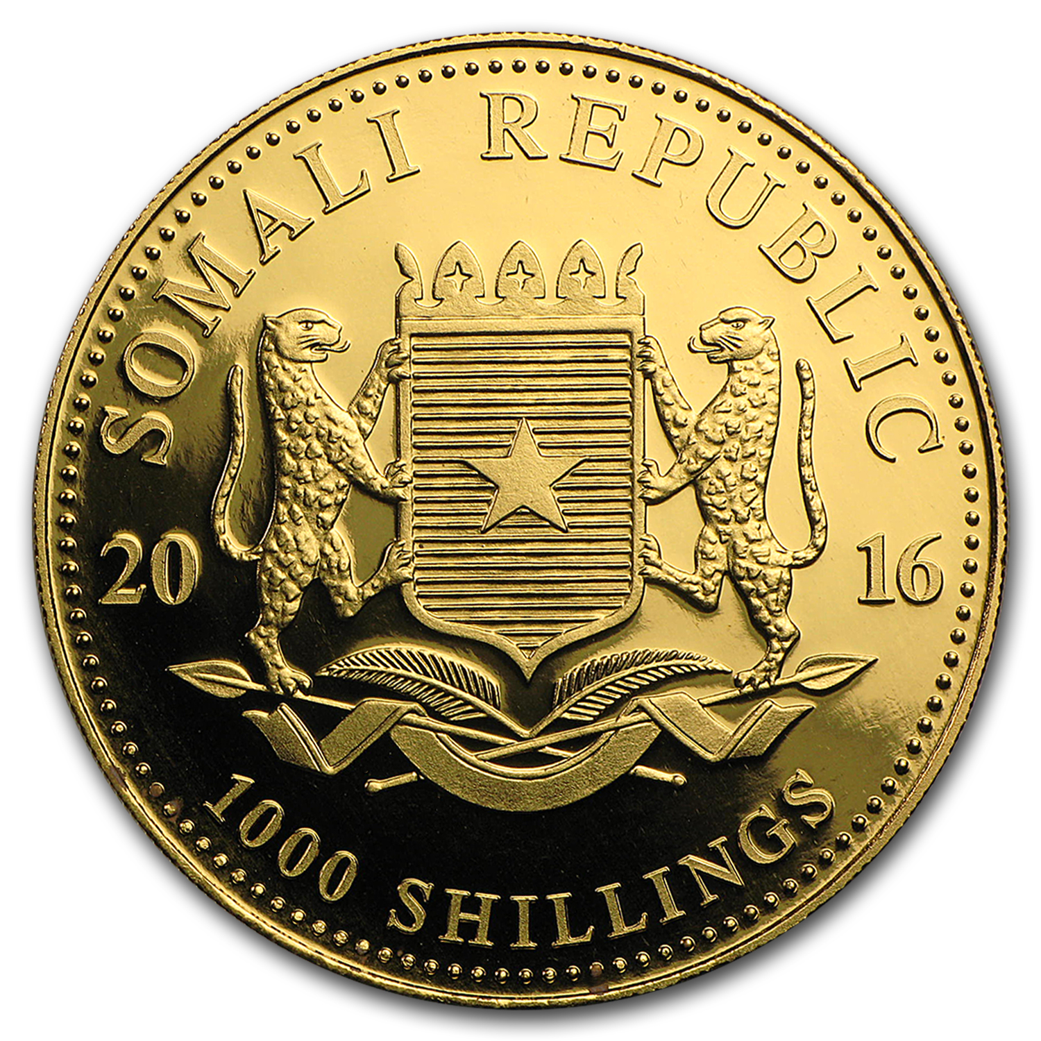 2016 Somalia 1 oz Gold African Elephant BU