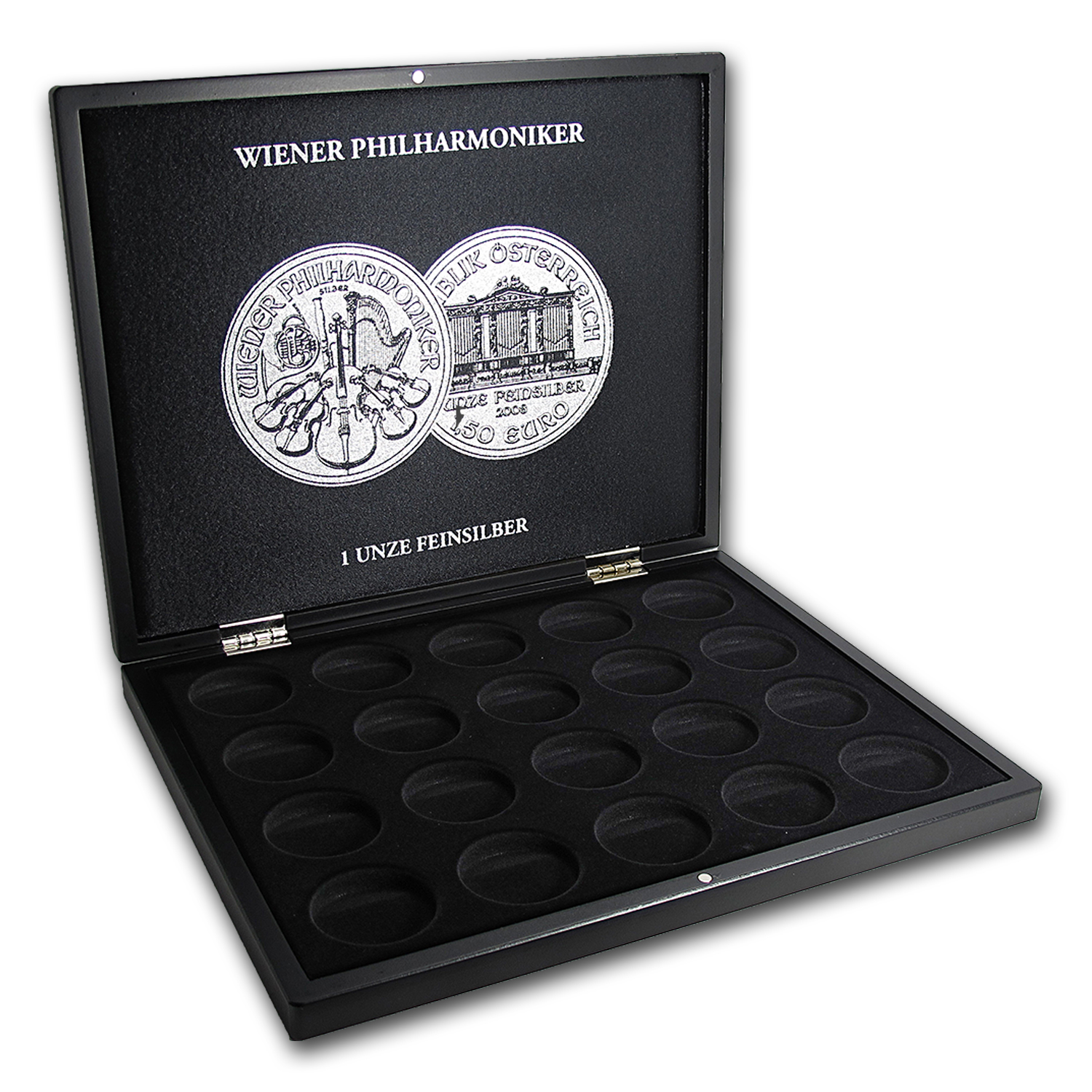 1 oz Austrian Silver Philharmonic 20-Piece Black Presentation Box