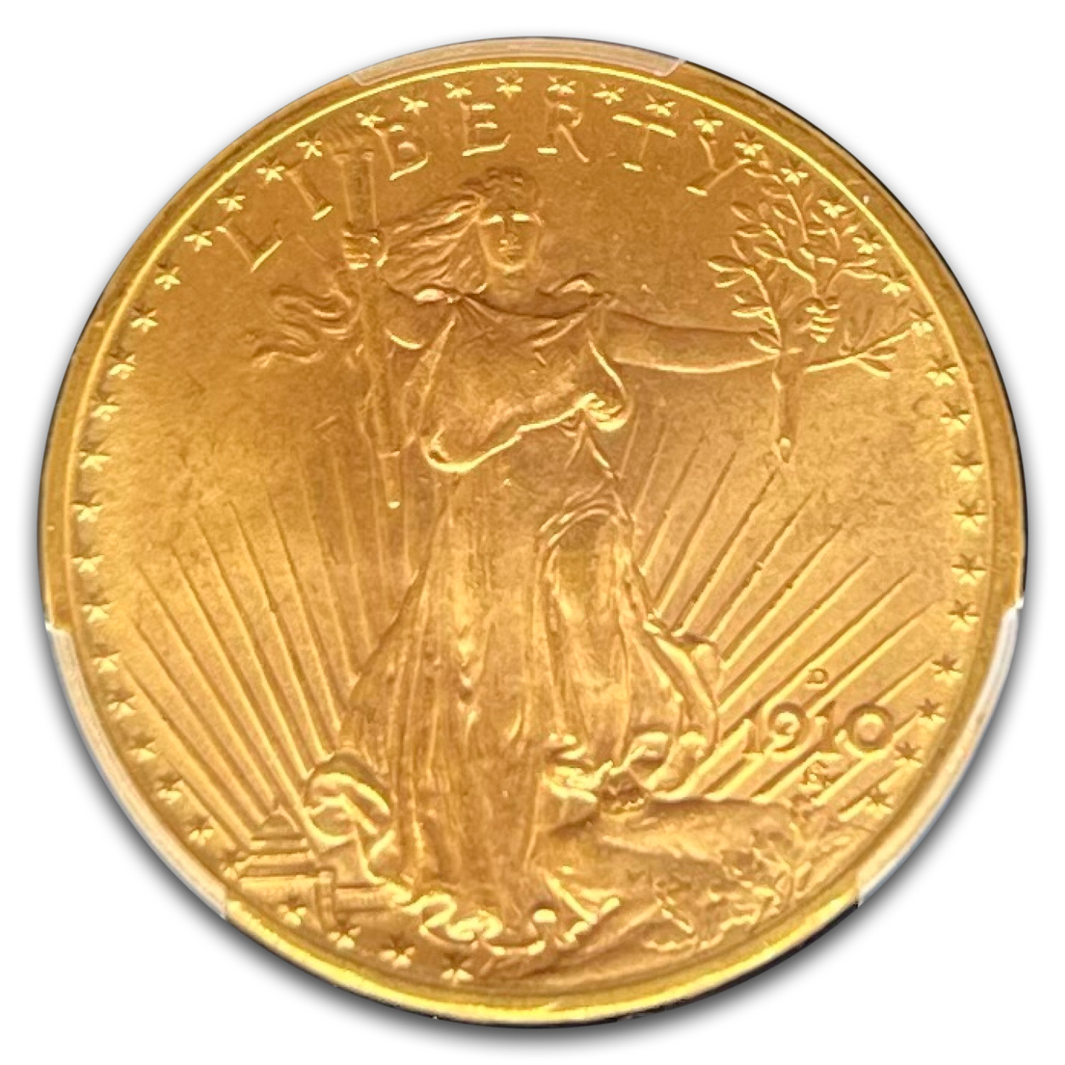 1910-D $20 St Gaudens Gold Double Eagle MS-66 PCGS