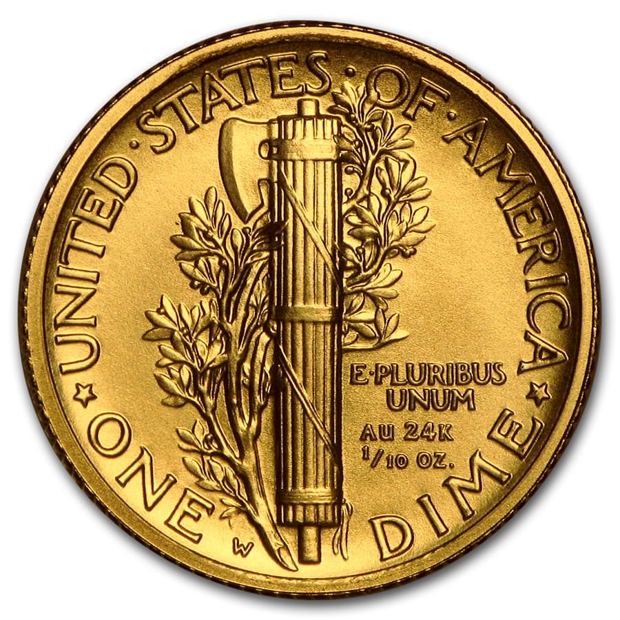 2016-W 1/10 oz Gold Mercury Dime Centennial (w/OGP)