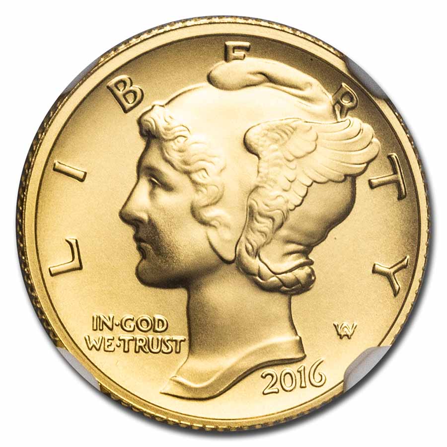 2016-W 1/10 oz Gold Mercury Dime SP-70 NGC (ER)