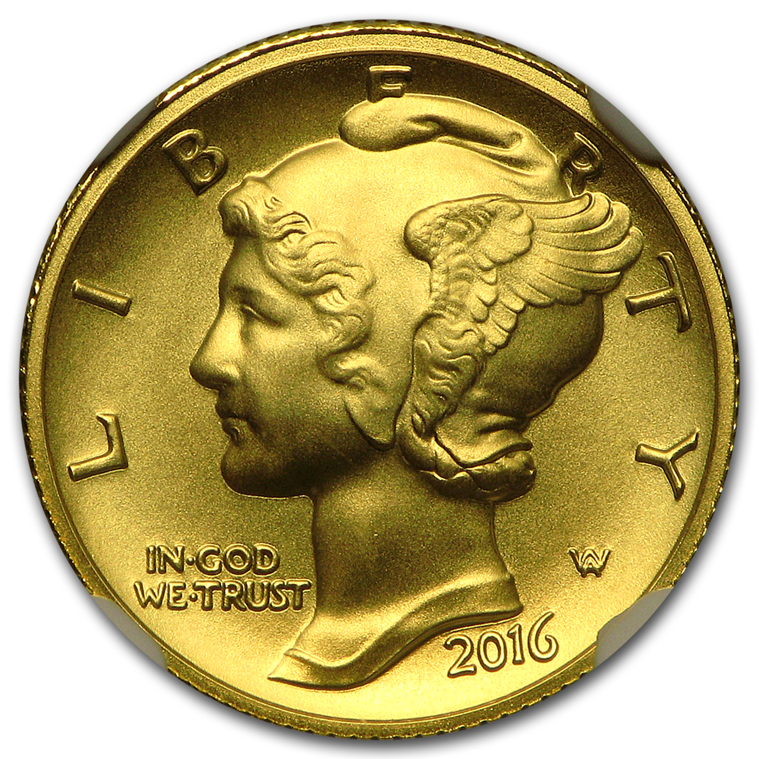 2016-W 1/10 oz Gold Mercury Dime SP-69 NGC (ER/FR)