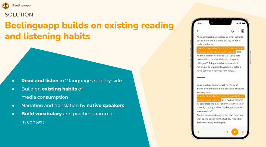 Pitch-Deck Beispiel: Beelinguapp