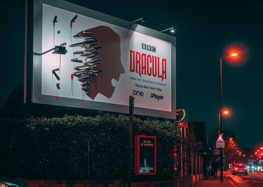 Guerrilla marketing: BBC’s reclamebord van Dracula